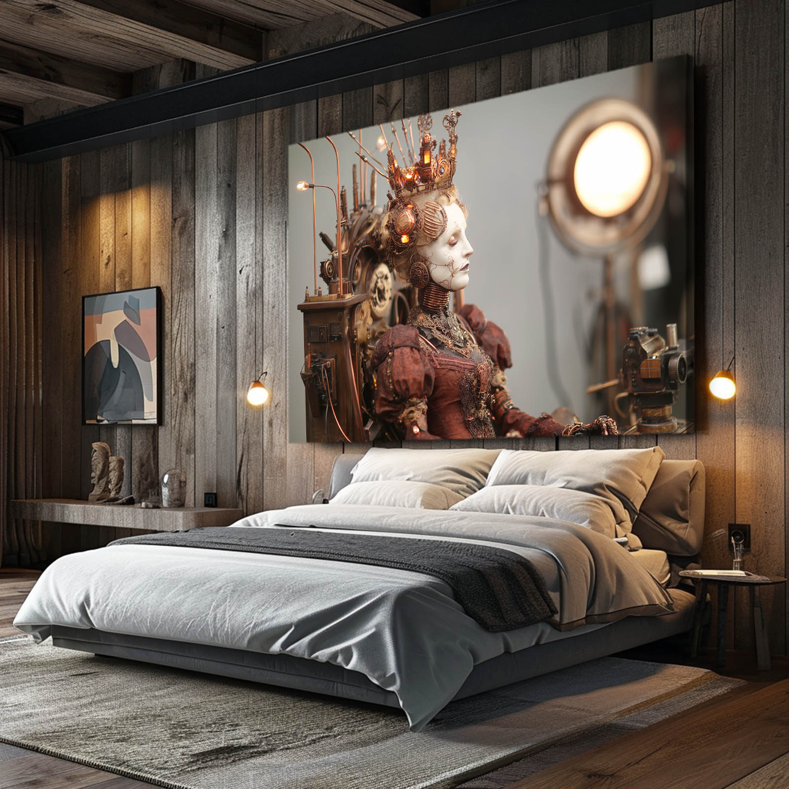 Empress Throne Figure Steampunk Canvas – styled in a furnished interior