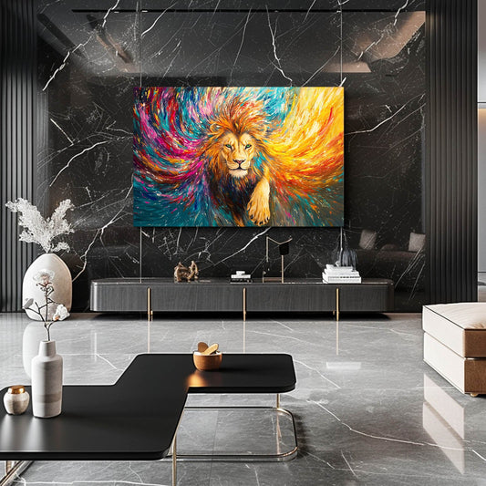 Energetic Lion Canvas — abstract canvas print in orange tones, view 3