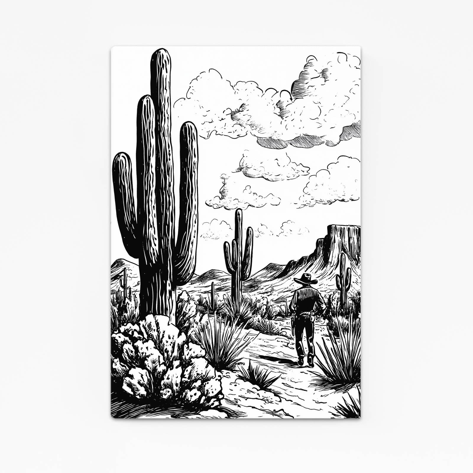 Engraved Desert Trail Cactus Wall Decor – engraved desert trail cactus canvas print