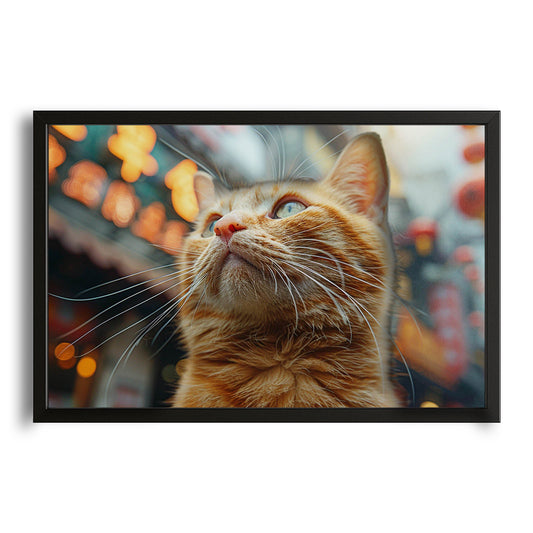 Evening Street Cat Wall Art – canvas print on white background