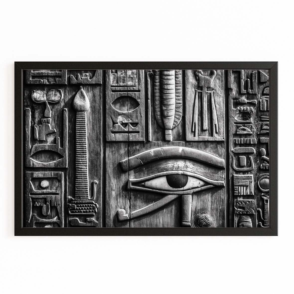 Eye Of Horus Grid Egyptian Canvas Art – with Premium Black frame on white background