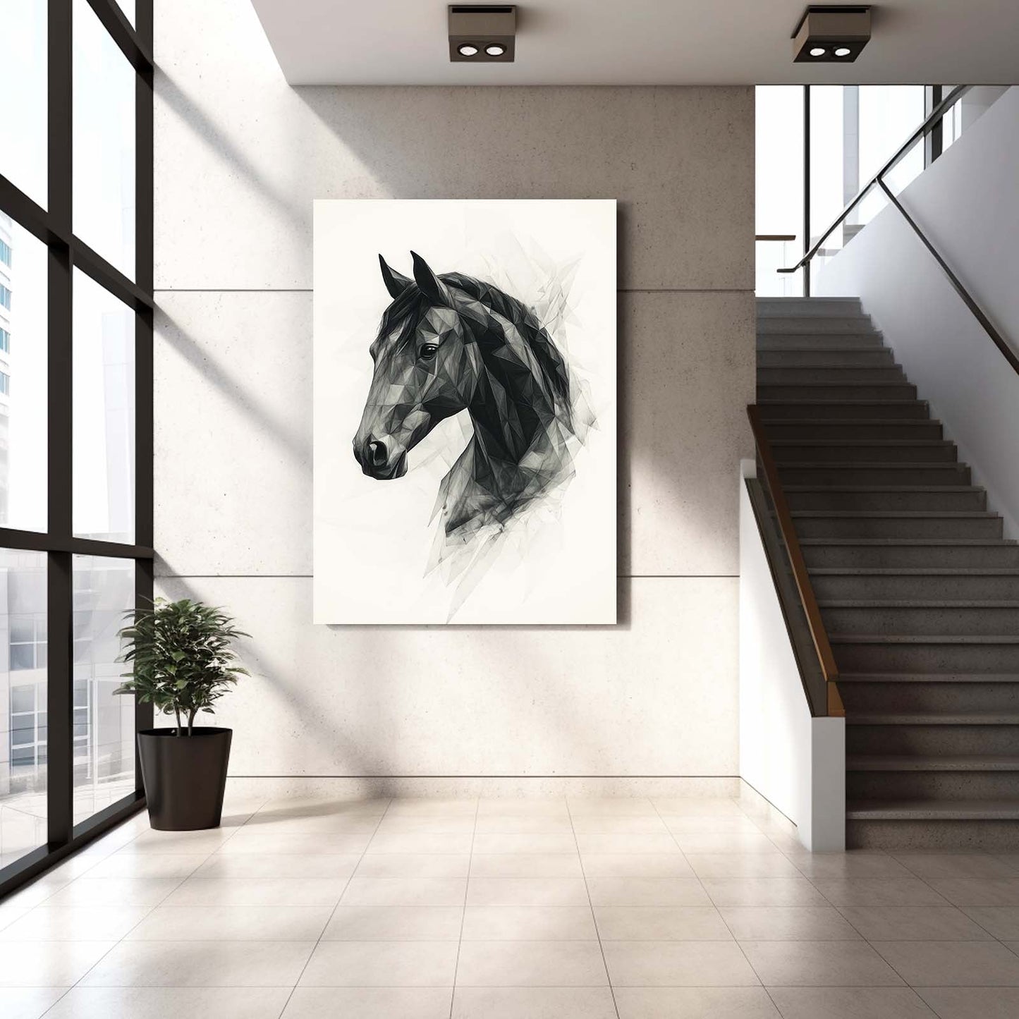 Face Horse Wall Art – angled canvas view on white background