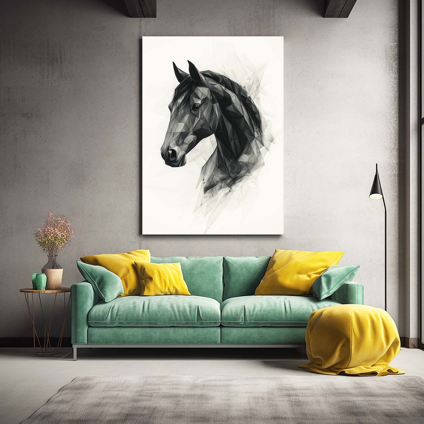 Face Horse Wall Art – angled canvas view on white background