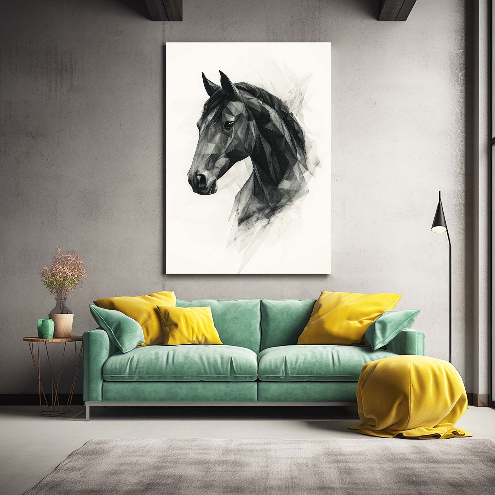 Face Horse Wall Art – angled canvas view on white background