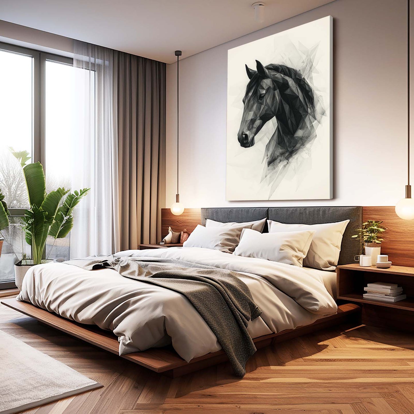 Face Horse Wall Art – angled canvas view on white background