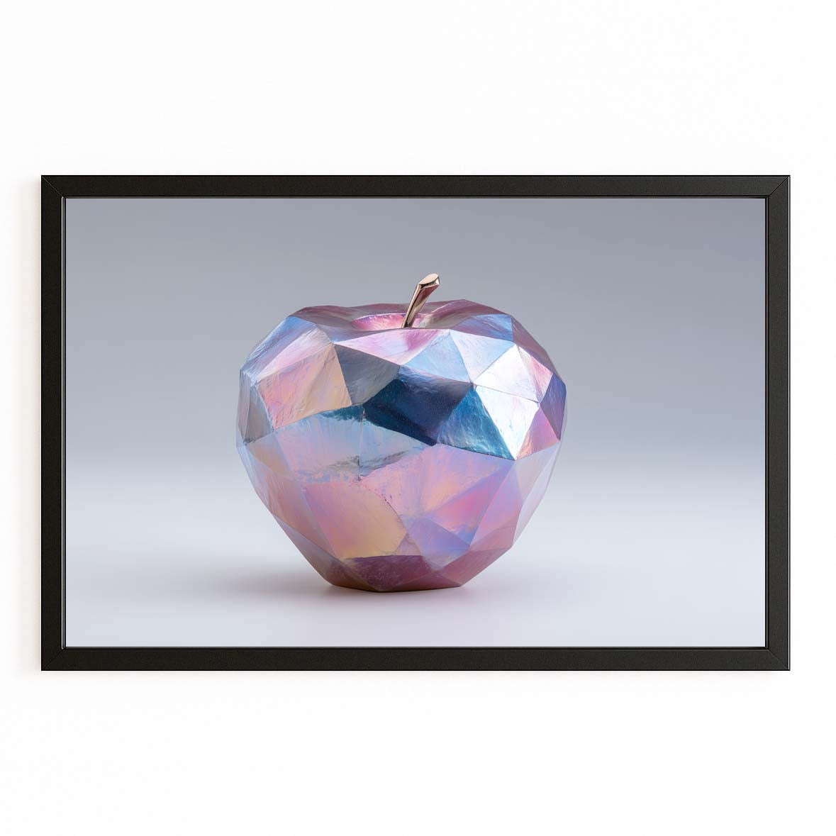 Faceted Crystal Apple Prints – with Premium Black frame on white background