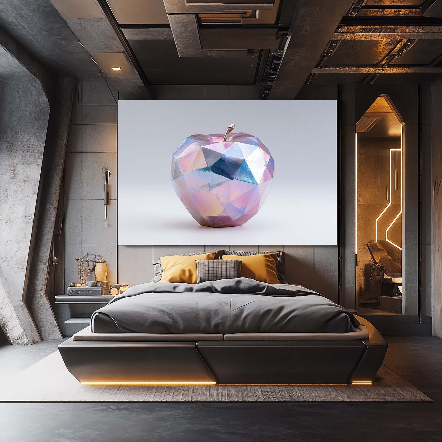 Faceted Crystal Apple Prints – styled in a furnished interior