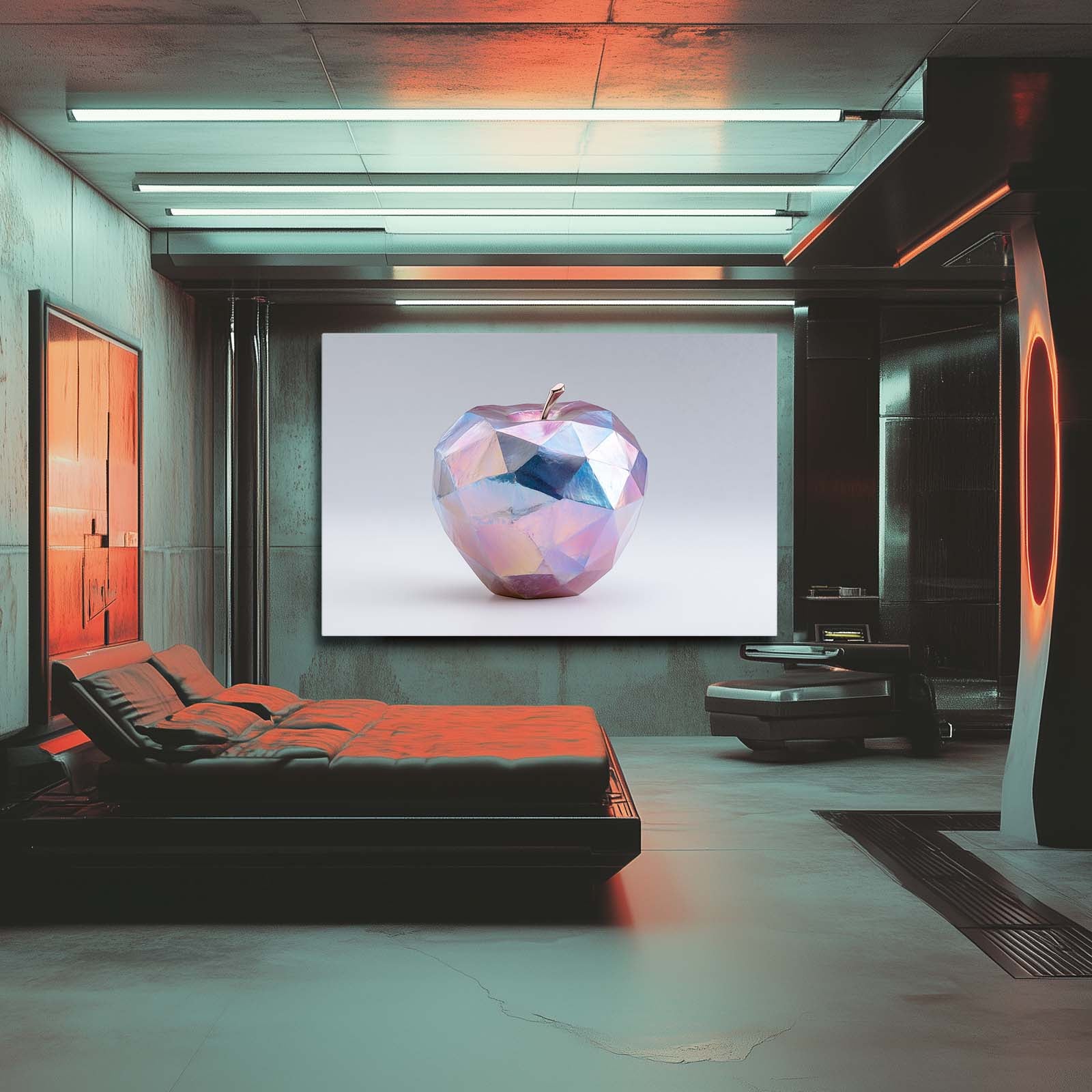 Faceted Crystal Apple Prints – styled in a furnished interior