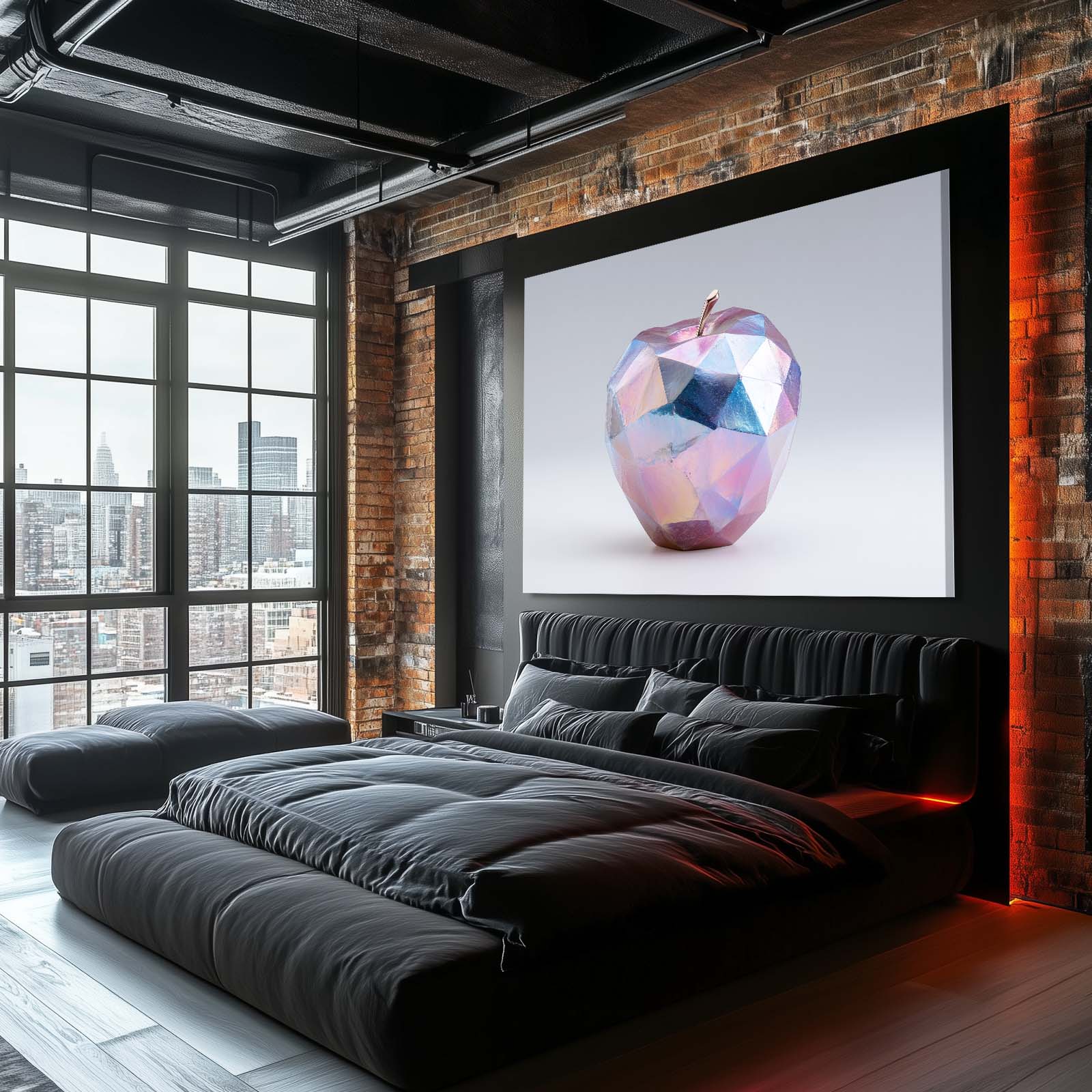 Faceted Crystal Apple Prints – styled in a furnished interior