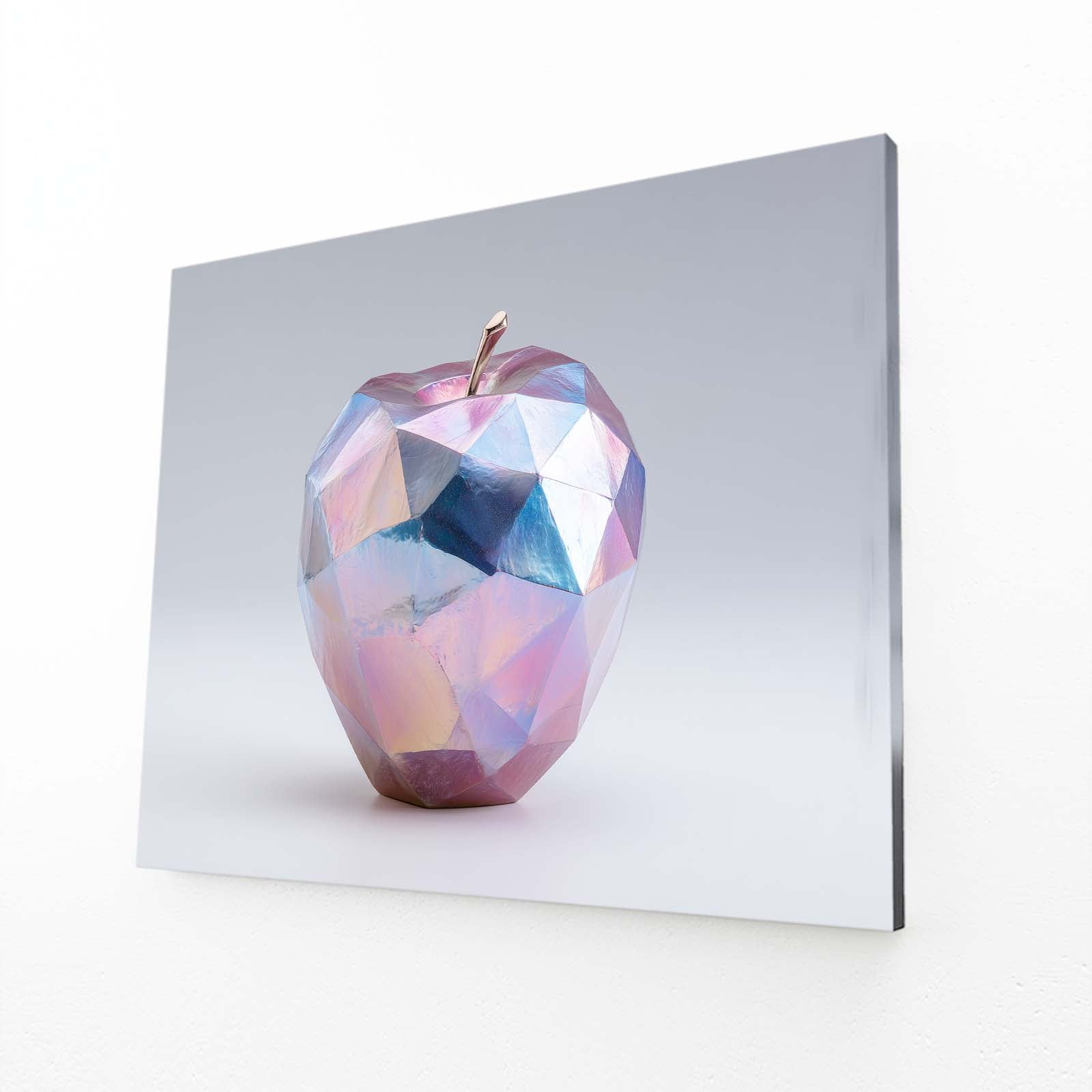 Faceted Crystal Apple Prints – angled canvas view on white background