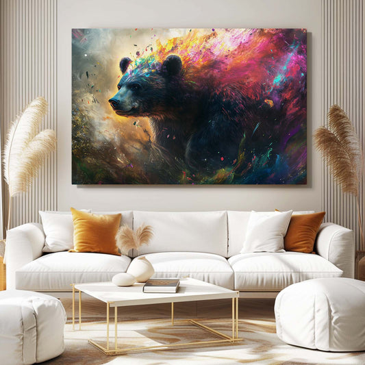 Fantasy Bear Art — abstract canvas print in blue tones, view 3
