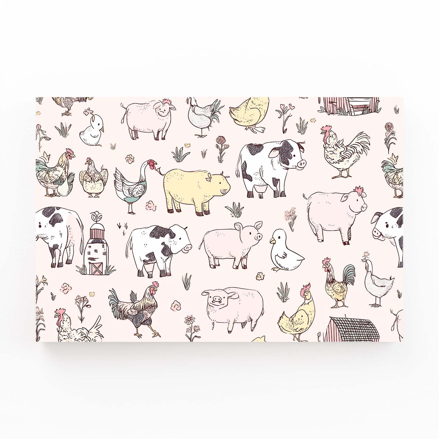 Farm Animals Pattern Farmhouse Prints – farm animals pattern farmhouse canvas print