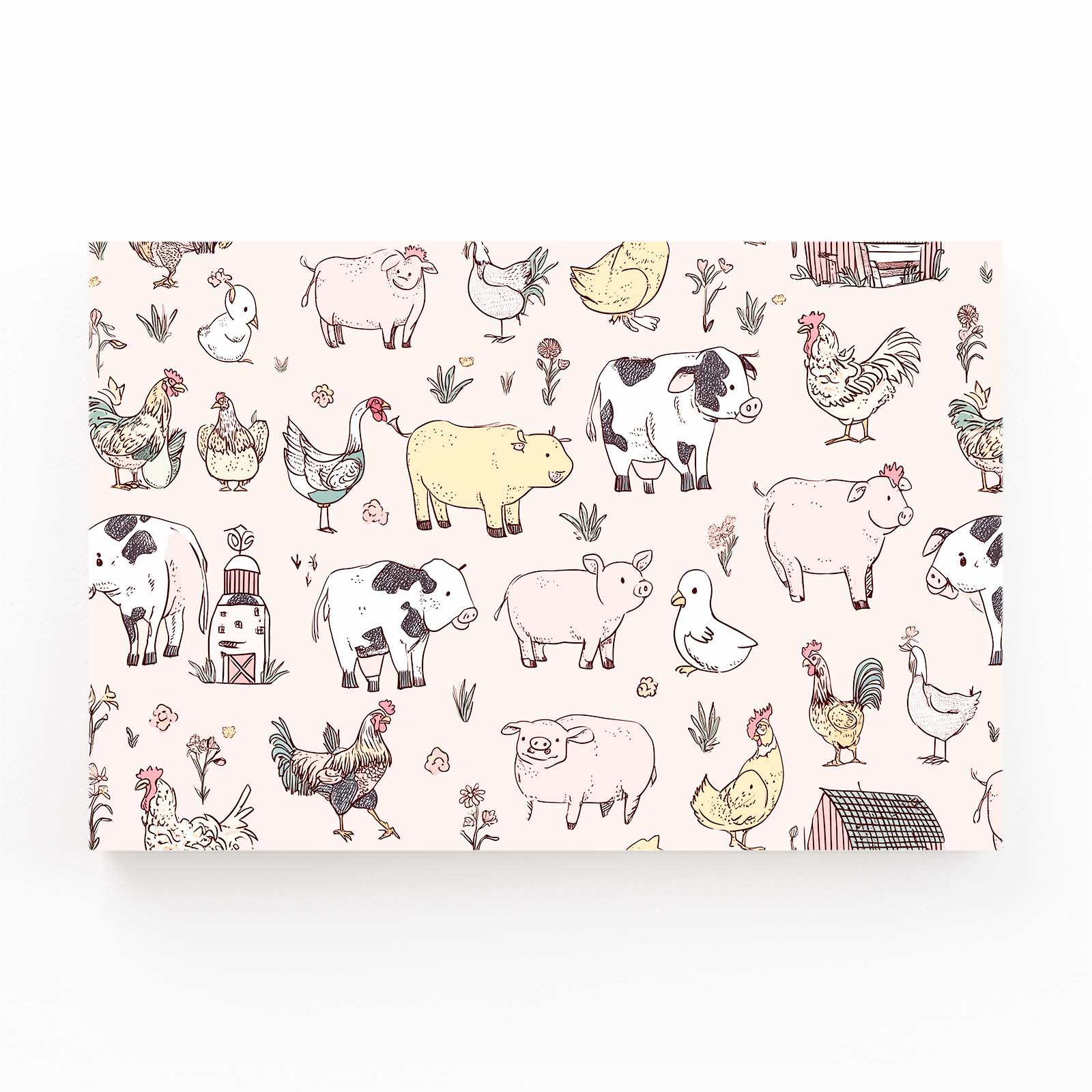 Farm Animals Pattern Farmhouse Prints – farm animals pattern farmhouse canvas print