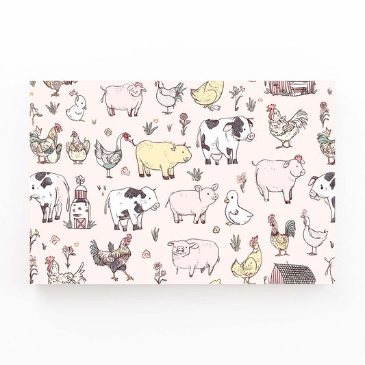 Farm Animals Pattern Farmhouse Prints – farm animals pattern farmhouse canvas print