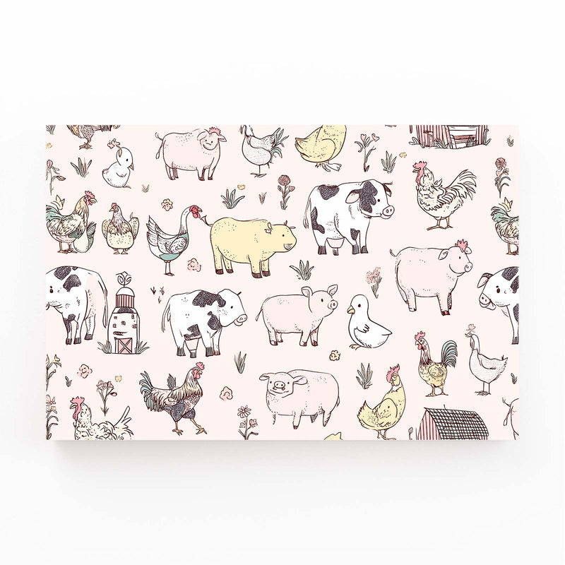 Farm Animals Pattern Farmhouse Prints – farm animals pattern farmhouse canvas print