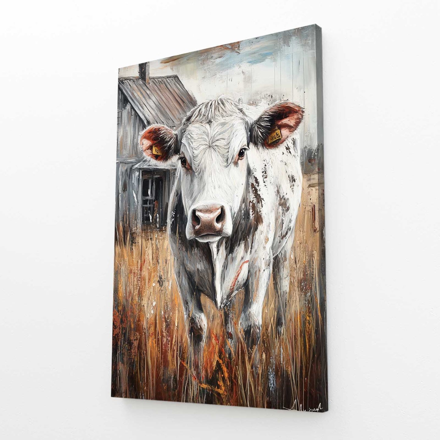 Farmhouse Cow Prints – angled canvas view on white background