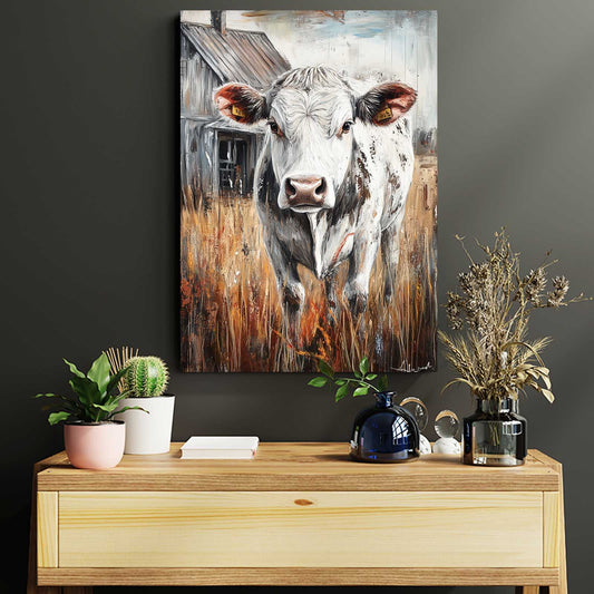 Farmhouse Cow Prints – angled canvas view on white background