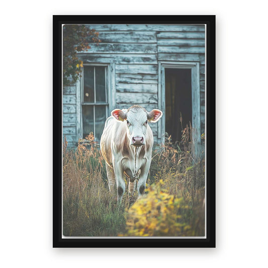 Farmhouse Cow Wall Art – with Premium Black wood frame