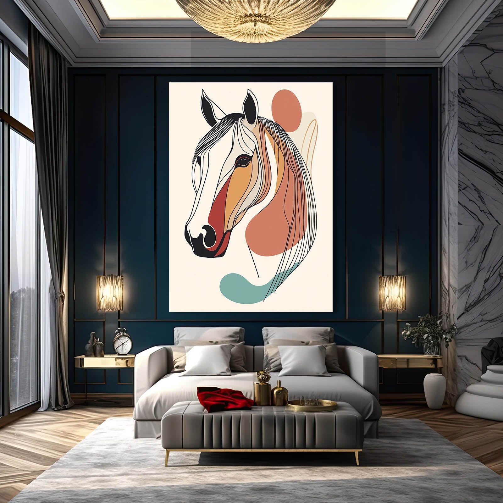 Farmhouse Horse Wall Art – angled canvas view on white background