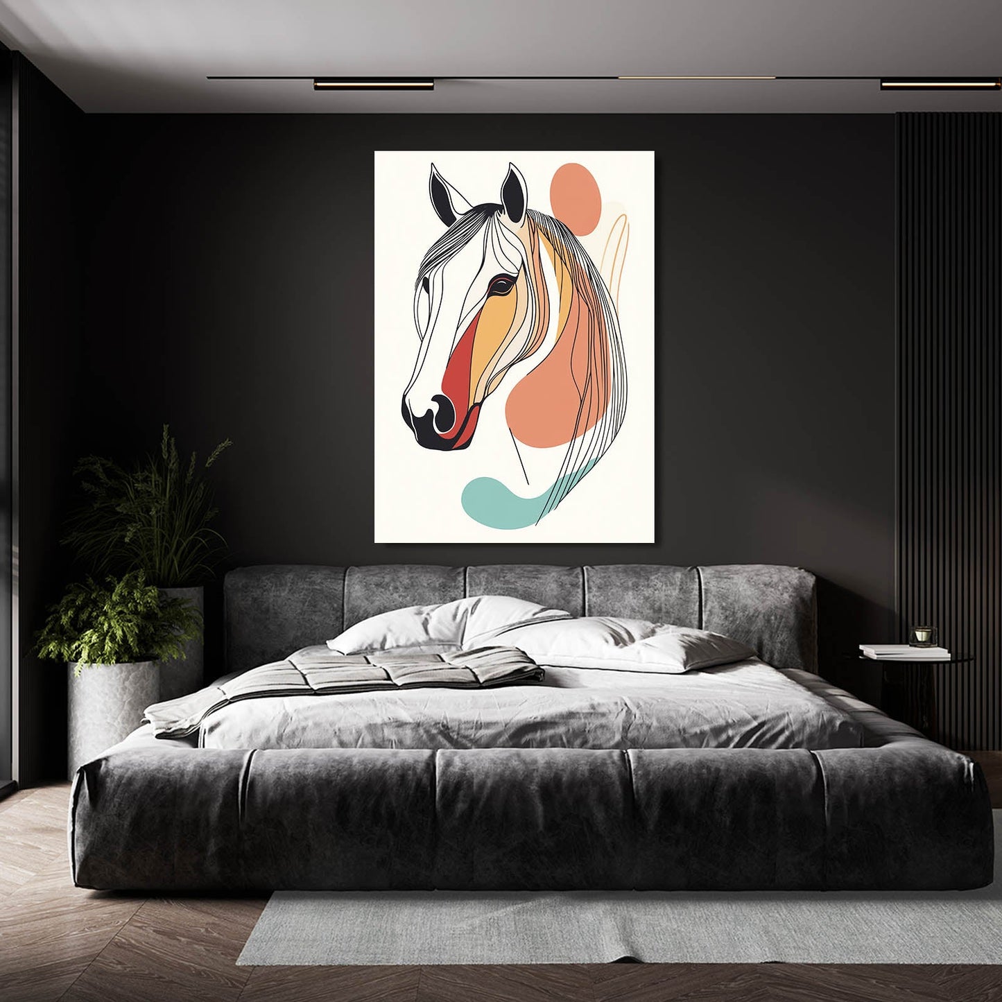 Farmhouse Horse Wall Art – angled canvas view on white background