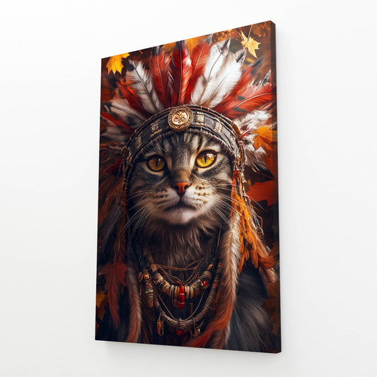 Feather Crown Cat Wall Art
