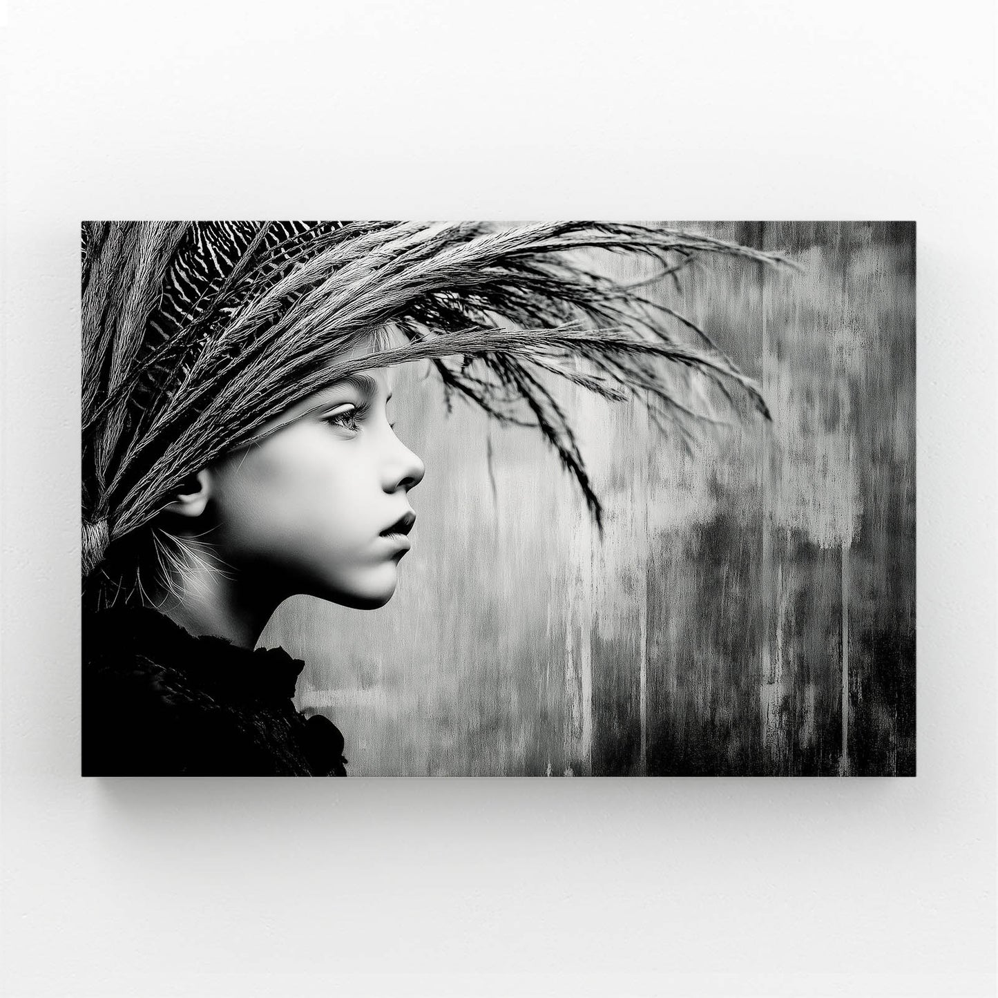 Feather Headdress Monochrome Photography Canvas – feather headdress monochrome photography canvas print
