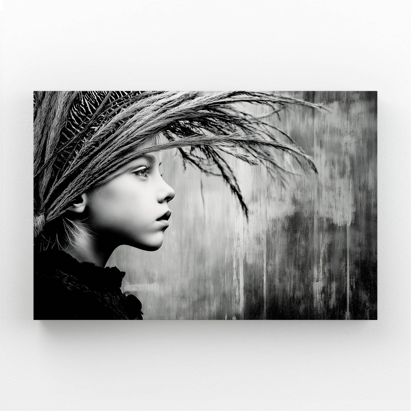 Feather Headdress Monochrome Photography Canvas – feather headdress monochrome photography canvas print