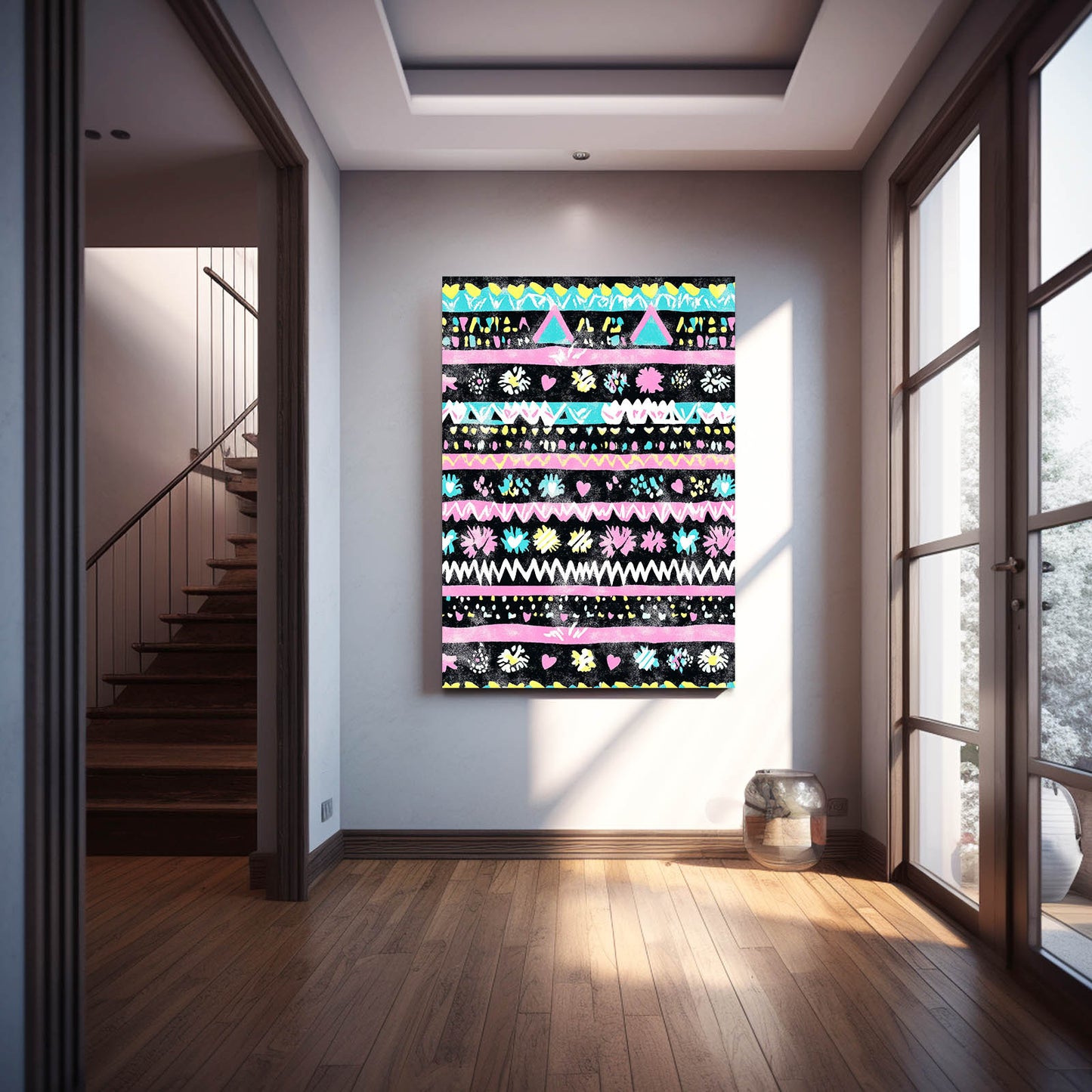 Festive Folk Bands Mexican Canvas Art — contemporary canvas print, styled in a furnished interior