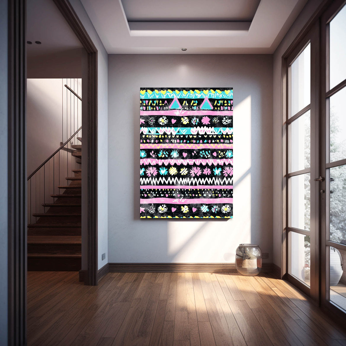 Festive Folk Bands Mexican Canvas Art — contemporary canvas print, styled in a furnished interior
