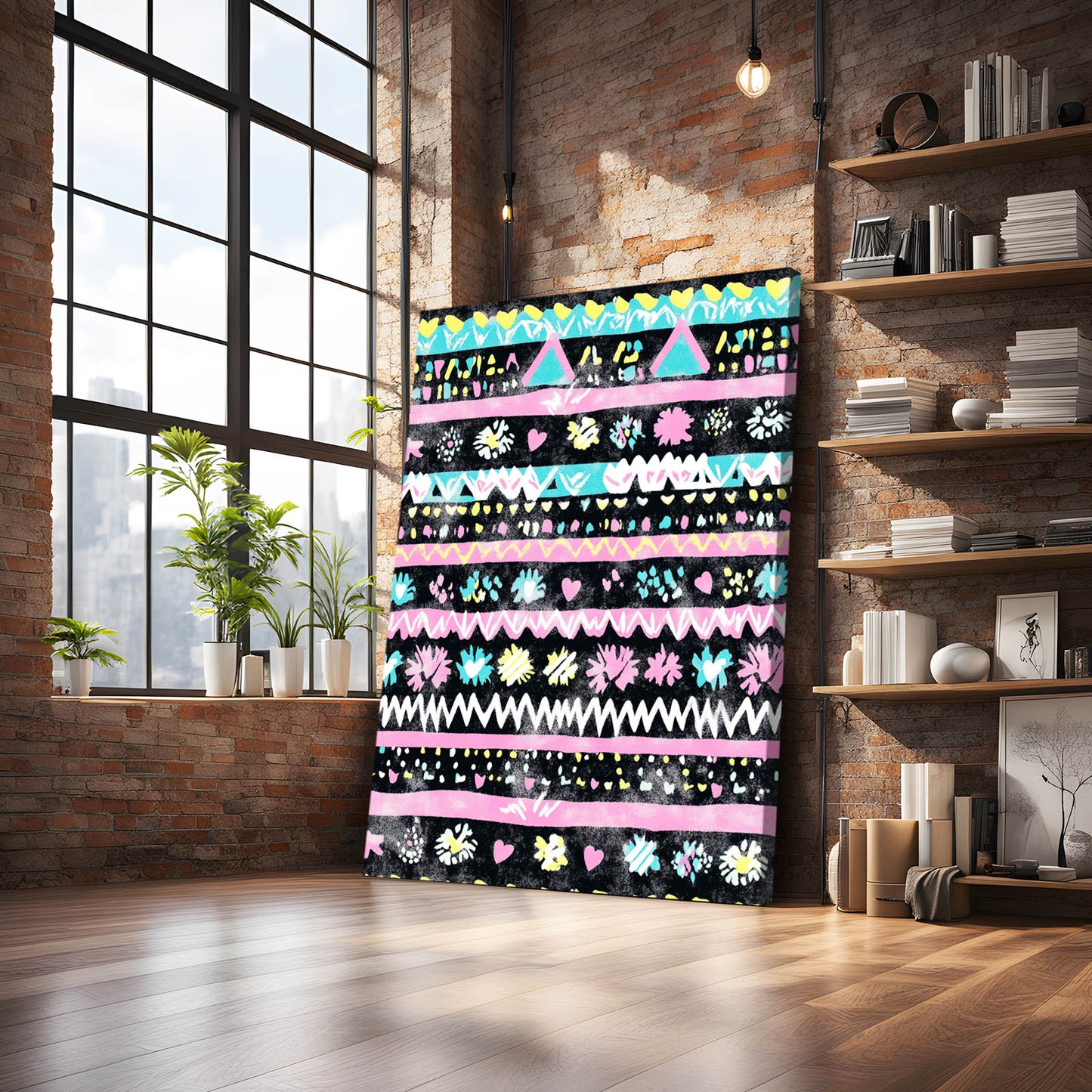 Festive Folk Bands Mexican Canvas Art — contemporary canvas print, styled in a furnished interior