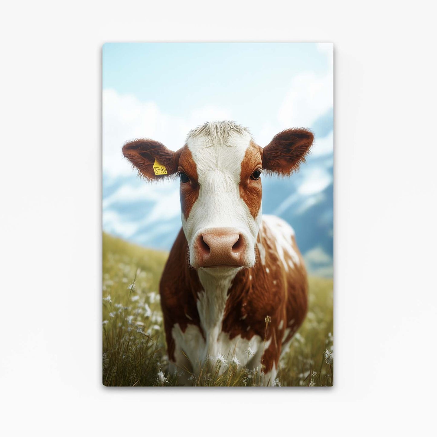 Field Cow Artwork – angled canvas view on white background