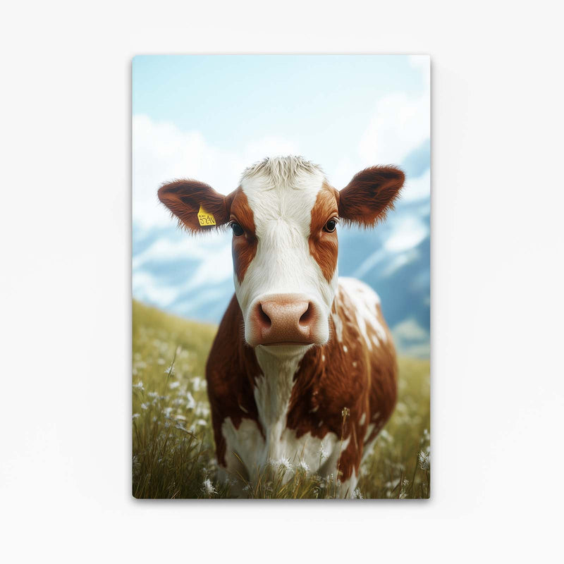 Field Cow Artwork – angled canvas view on white background