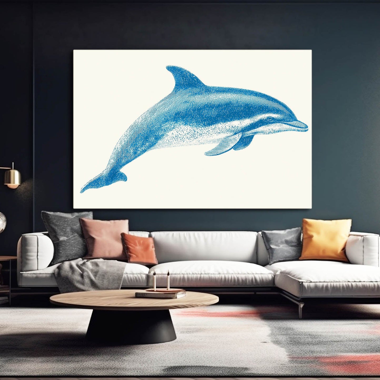 Field Guide Dolphin Print – styled in a furnished interior