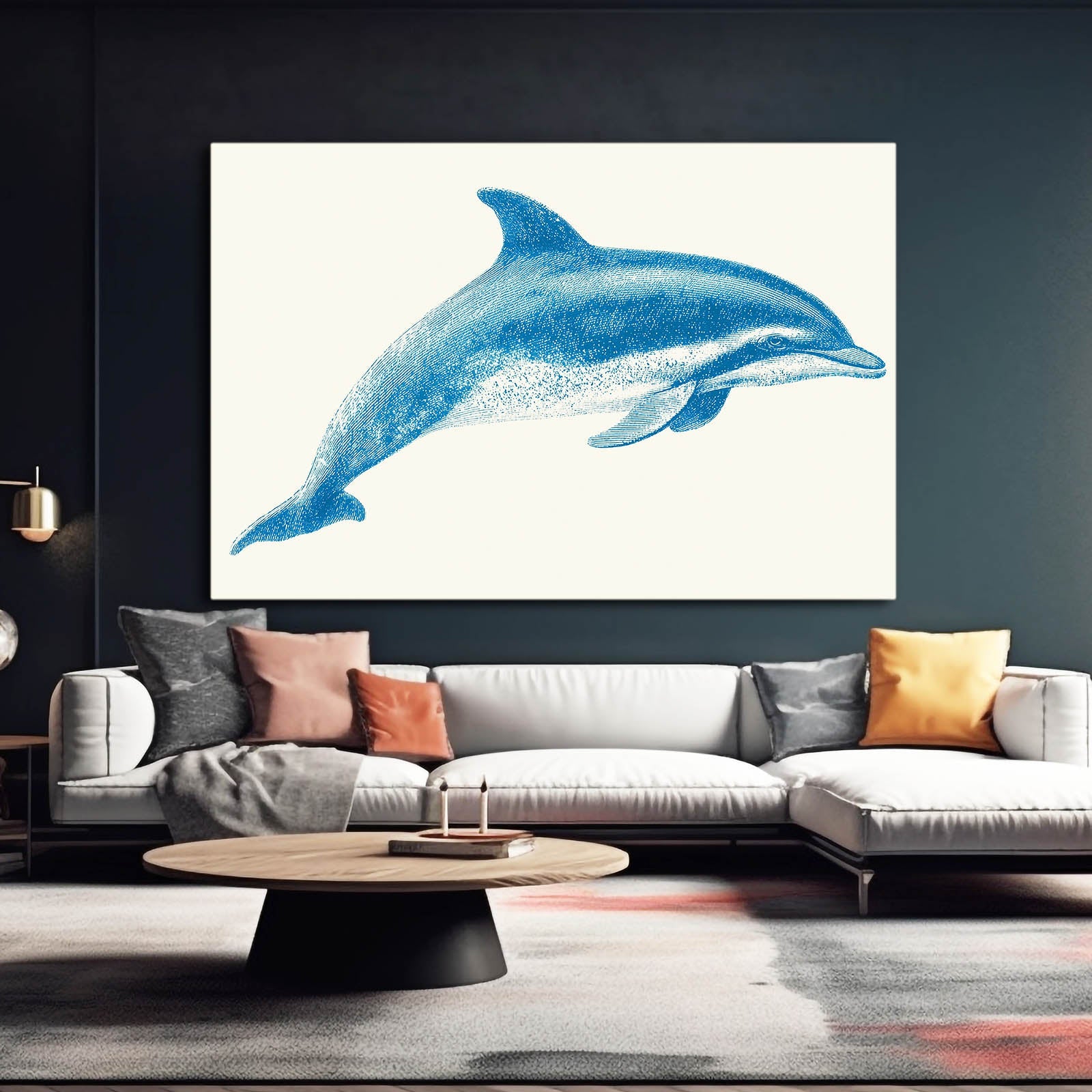 Field Guide Dolphin Print – styled in a furnished interior
