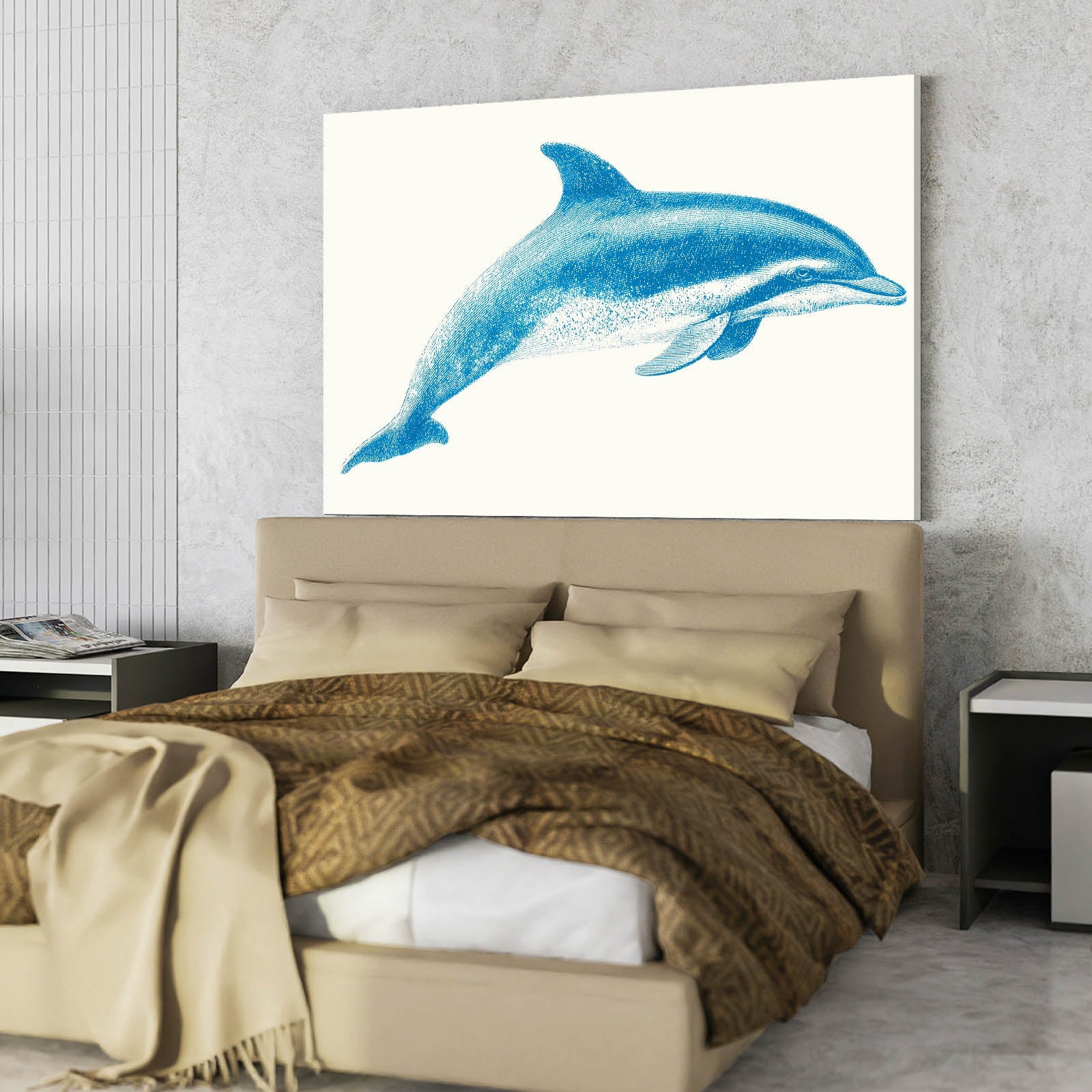Field Guide Dolphin Print – styled in a furnished interior