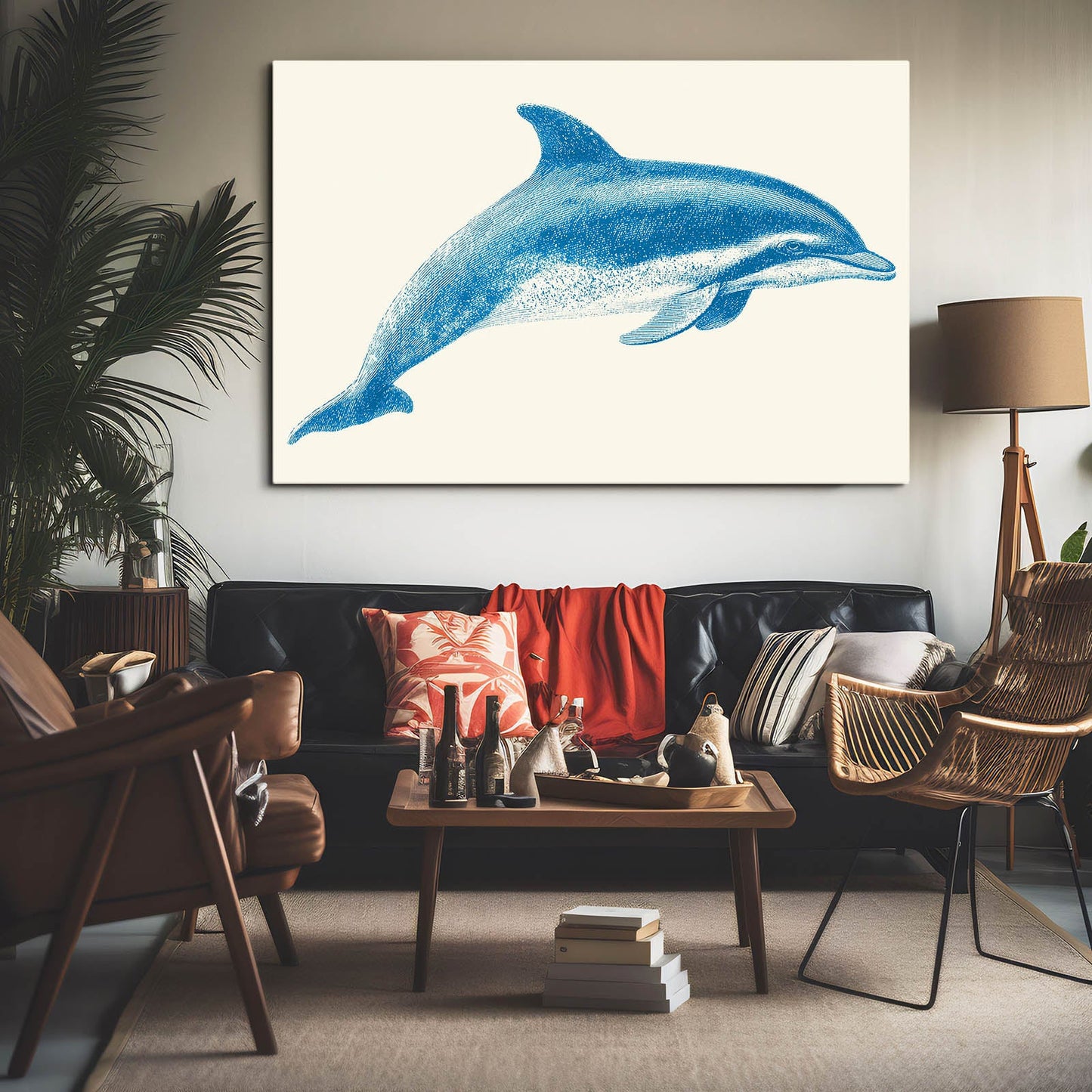 Field Guide Dolphin Print – styled in a furnished interior