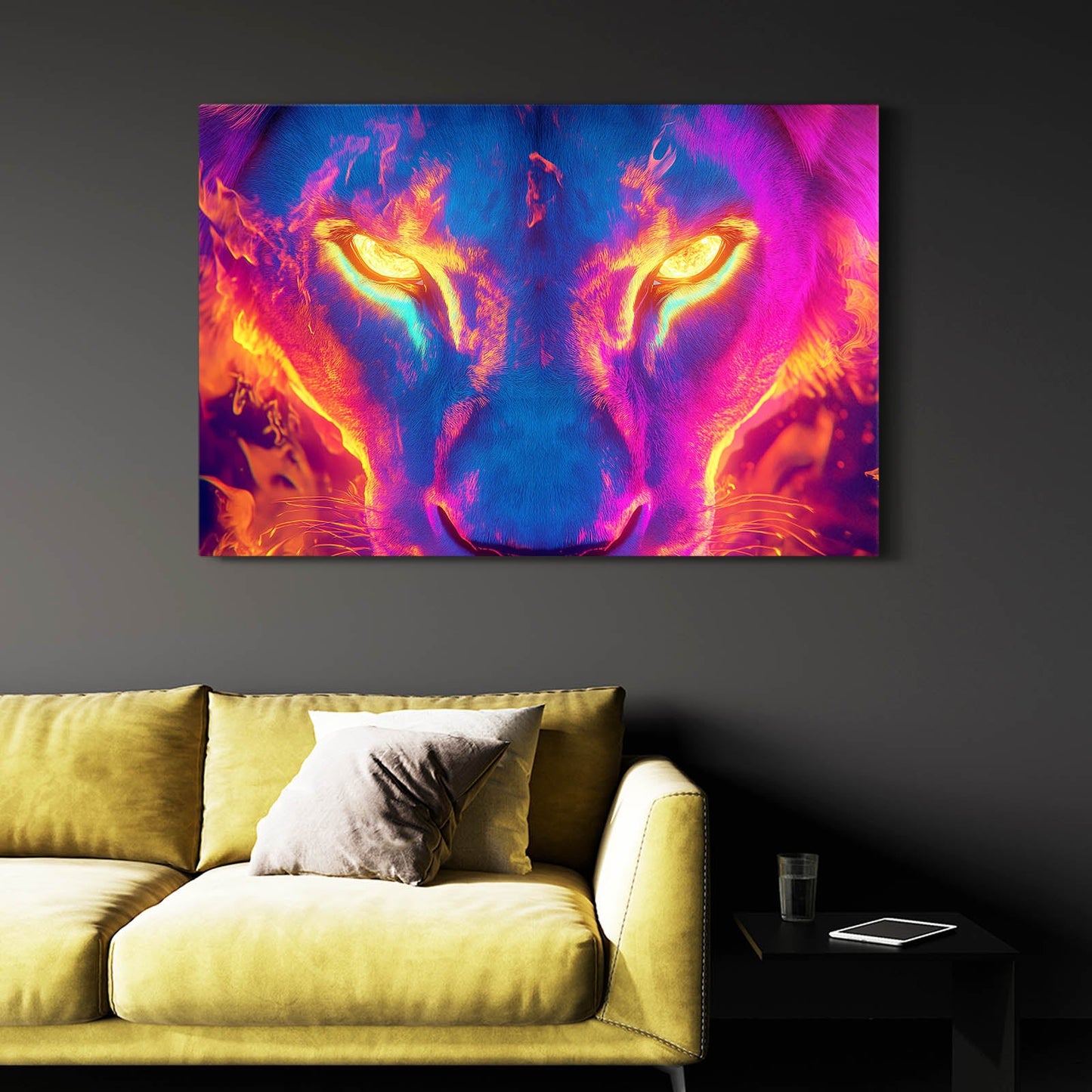 Fiery Gaze Lion Wall Art