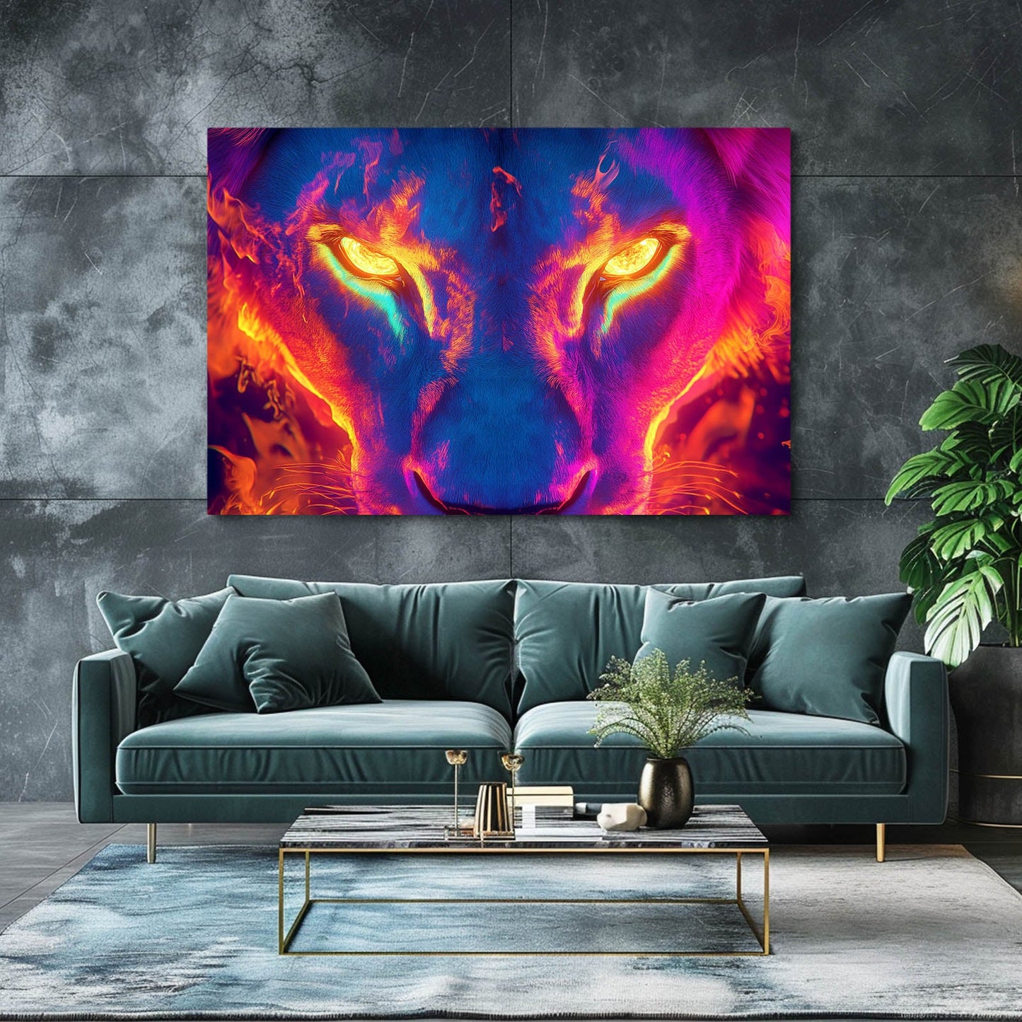 Fiery Gaze Lion Wall Art