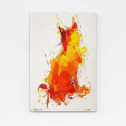 Fiery Silhouette Cat Wall Art