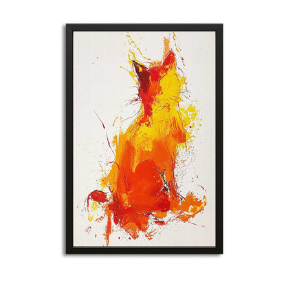 Fiery Silhouette Cat Wall Art