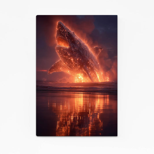 Fiery Sky Breach Shark Canvas Art – fiery sky breach shark canvas print