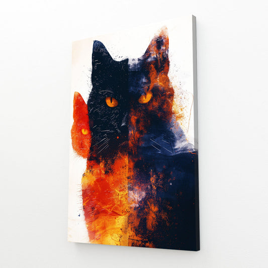 Fire and Shadow Cat Wall Art
