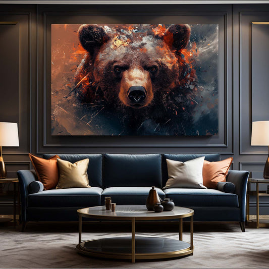 Fire Bear Art — abstract canvas print in red tones, view 3