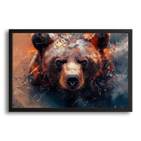 Fire Bear Art — contemporary canvas print in red tones, canvas print on white background