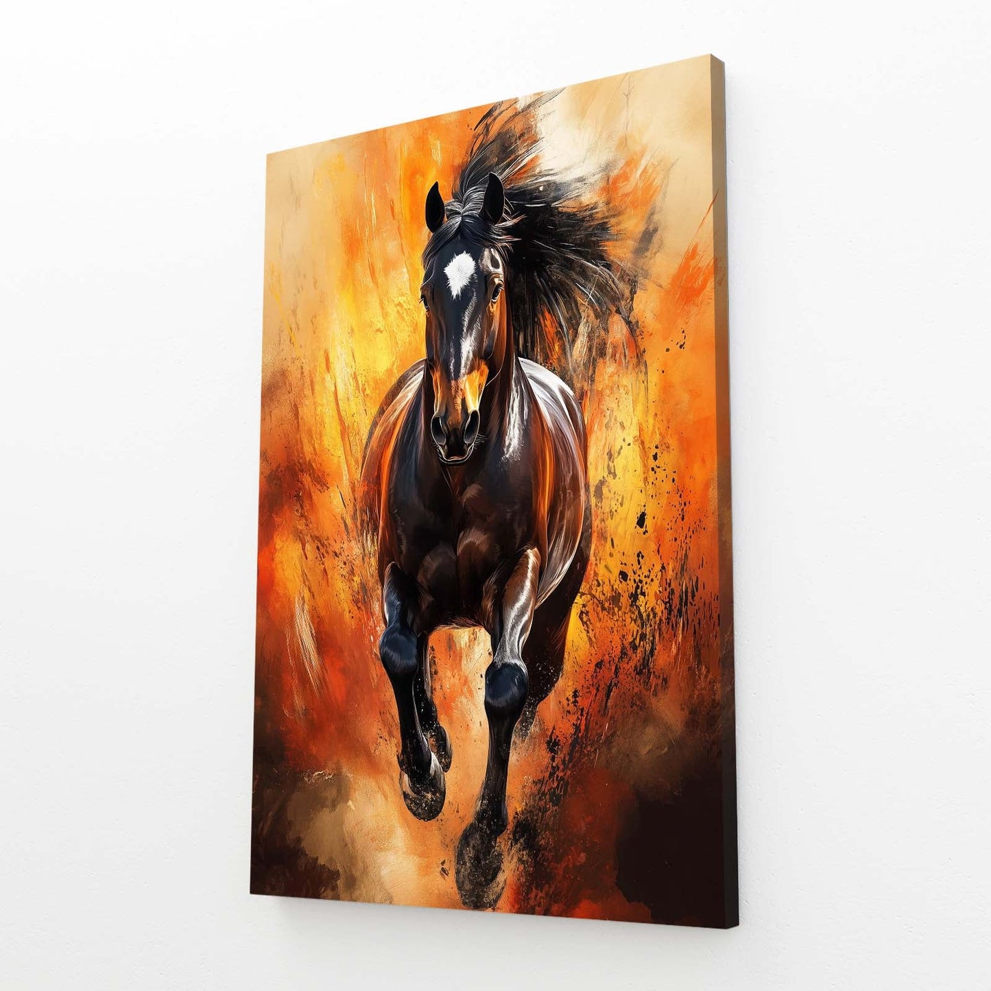 Fire Horse Canvas Art – angled canvas view on white background