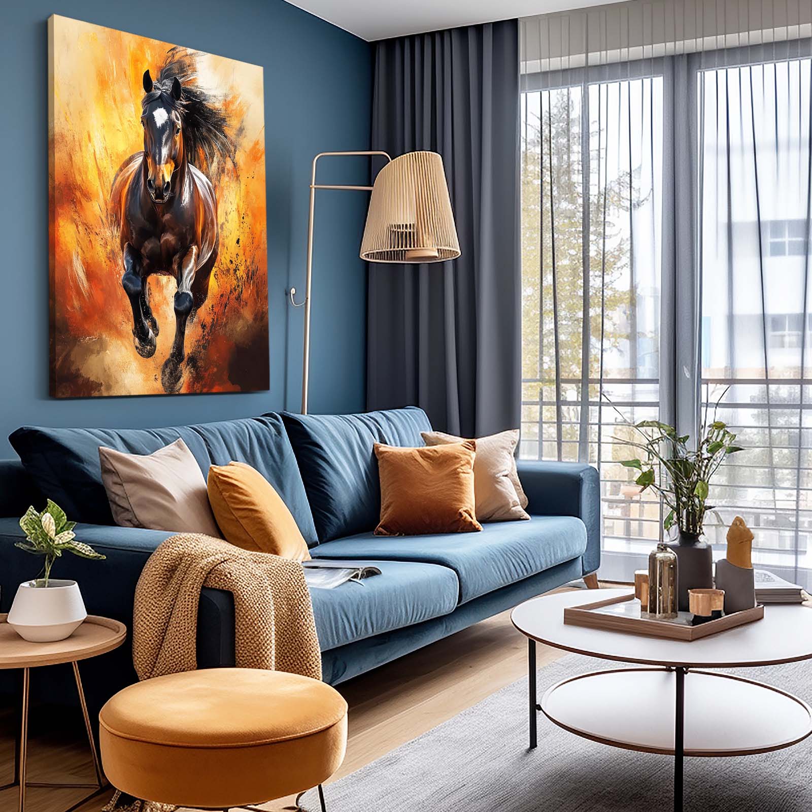 Fire Horse Canvas Art – angled canvas view on white background