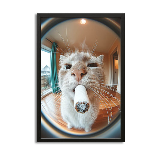 Fisheye Attitude Cat Wall Art – canvas print on white background
