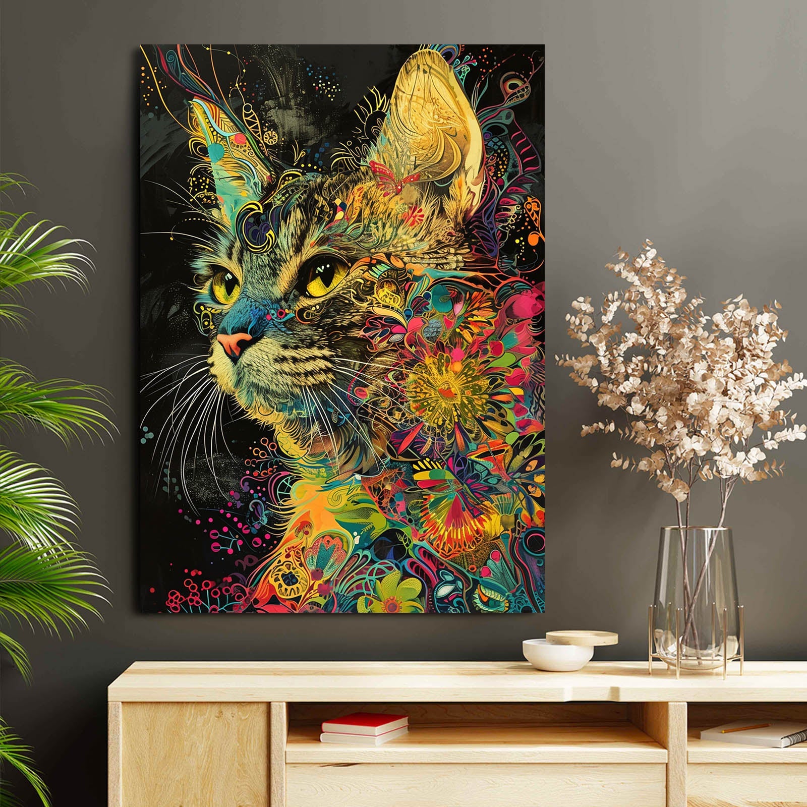 Floral Dream Cat Wall Art