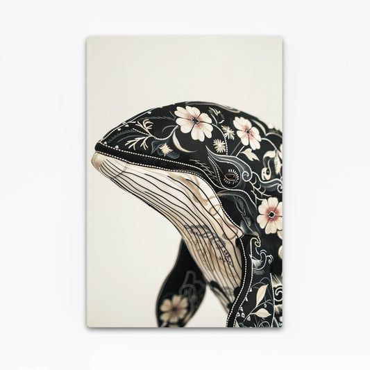 Floral Elegance Whale Art