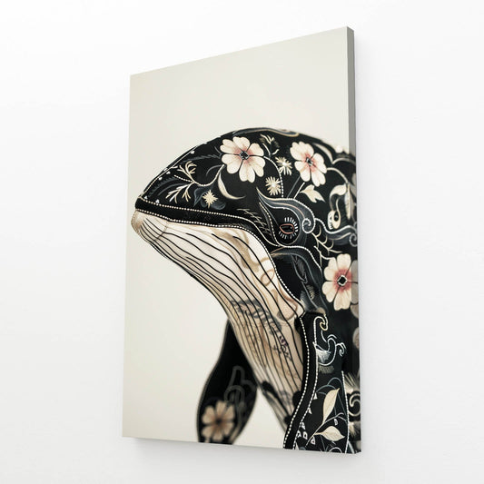 Floral Elegance Whale Art